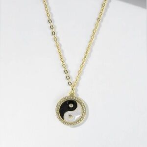 18K Gold Plated over 925 Sterling Silver Ying Yang Necklace